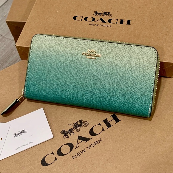 Coach Green Ombre Accordion Zip Around Wallet - Picture 3 of 8
